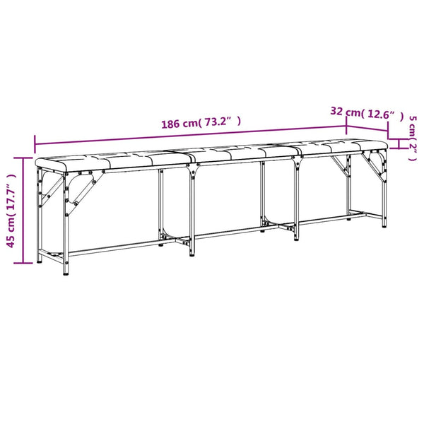 Hellgraue Essbank 186 cm mit Stahlgestell
