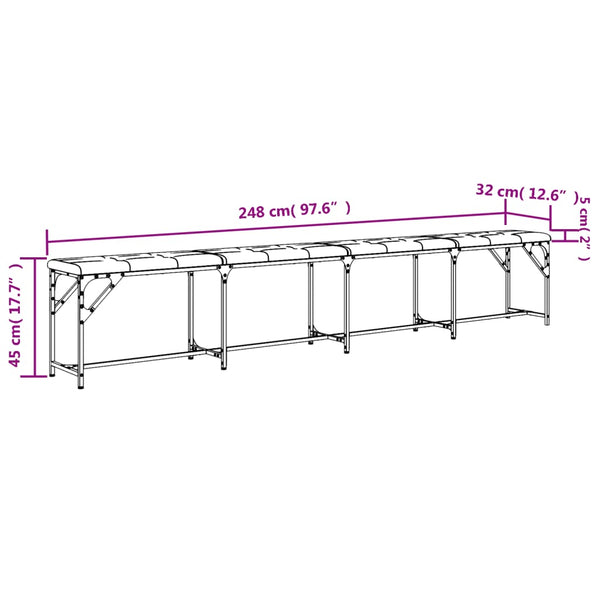 Schwarze Essbank 248 cm mit Kunstleder