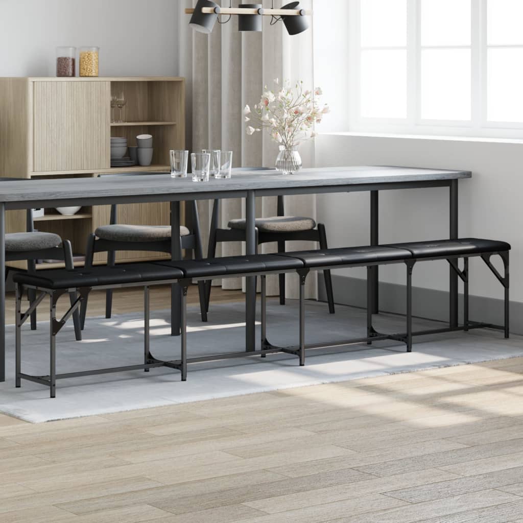 Schwarze Essbank 248 cm mit Kunstleder