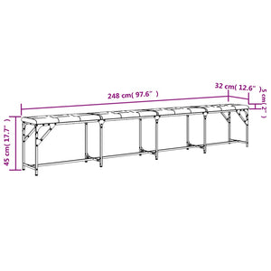 Hellgraue Essbank 248 cm mit Stahlgestell