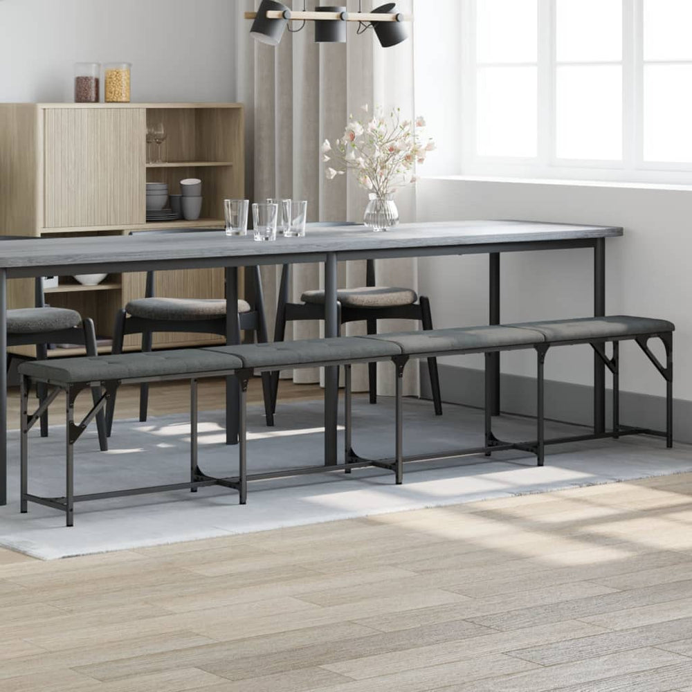Dunkelgraue Essbank 248 cm Stahl & Stoff