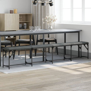Dunkelgraue Essbank 248 cm Stahl & Stoff