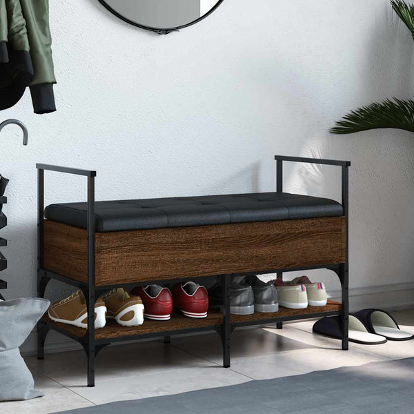 Schuhbank Braun Eichenoptik mit Stauraum
