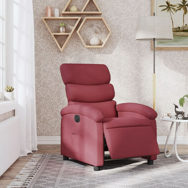Relaxsessel Elektrisch Weinrot Stoff