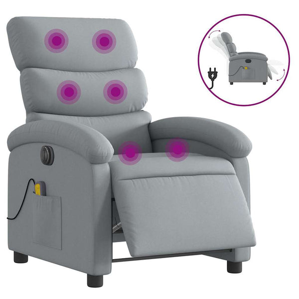 vidaXL Electric Massage Armchair Light Grey Fabric