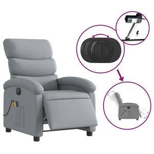 vidaXL Electric Massage Armchair Light Grey Fabric