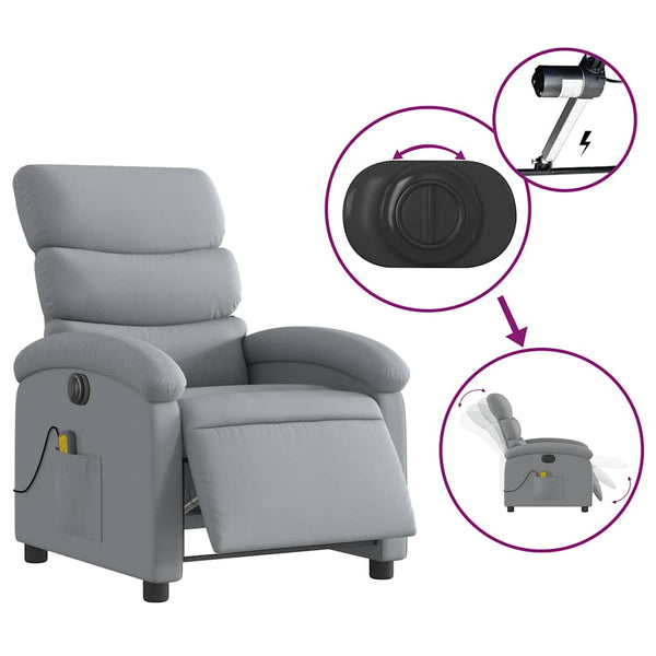 vidaXL Electric Massage Armchair Light Grey Fabric