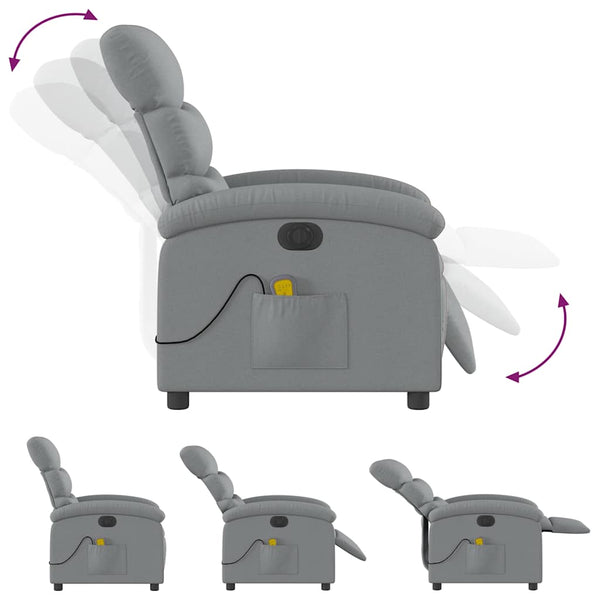 vidaXL Electric Massage Armchair Light Grey Fabric