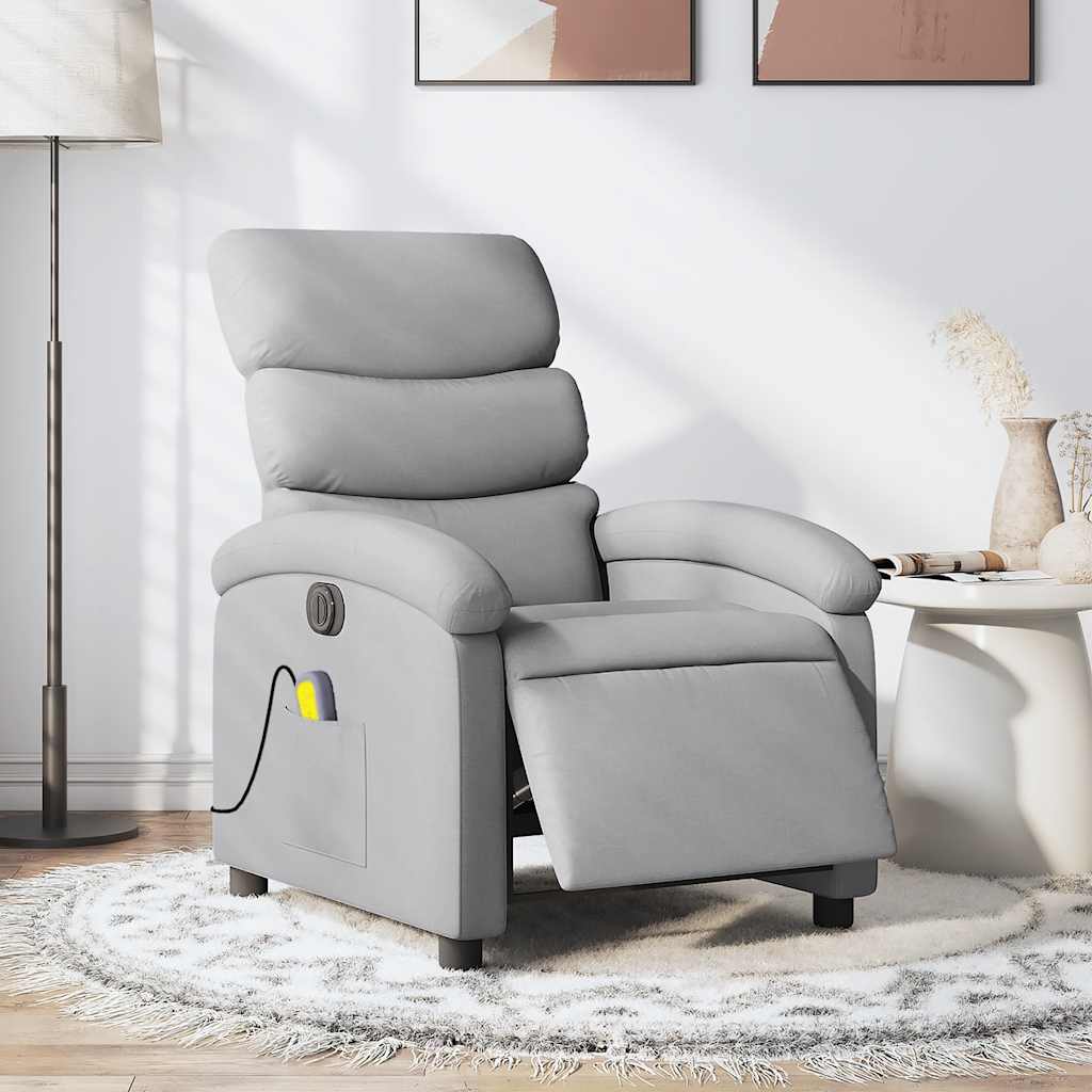 vidaXL Electric Massage Armchair Light Grey Fabric