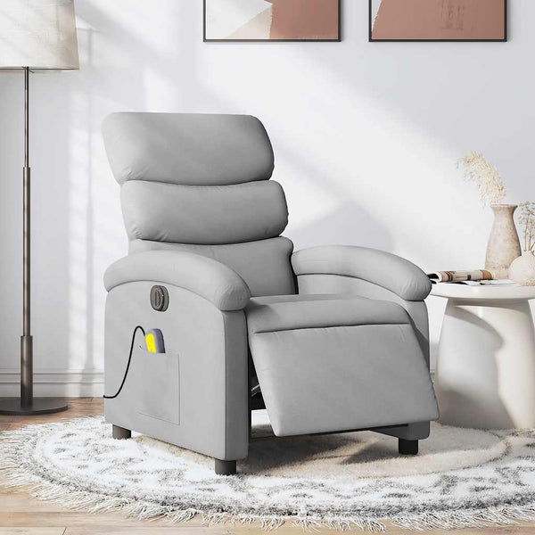 vidaXL Electric Massage Armchair Light Grey Fabric