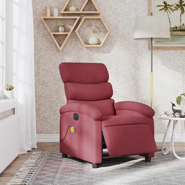 Massagesessel Elektrisch Weinrot Stoff