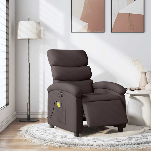 Massagesessel Elektrisch Dunkelbraun Stoff