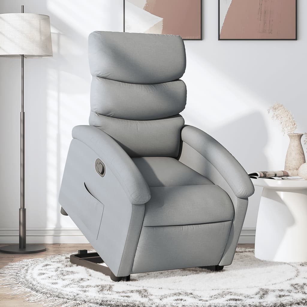 Relaxsessel Aufstehhilfe Hellgrau Stoff