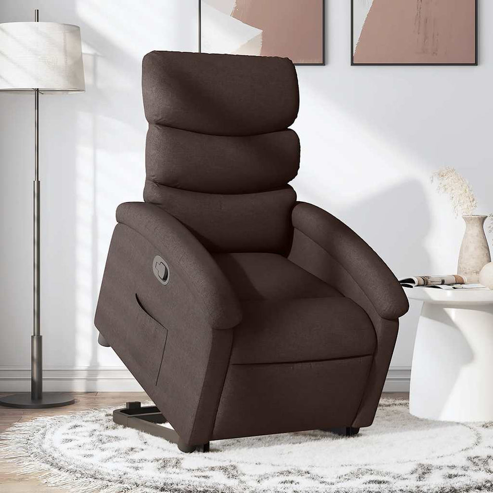 vidaXL Fauteuil relax releveur marron foncé tissu