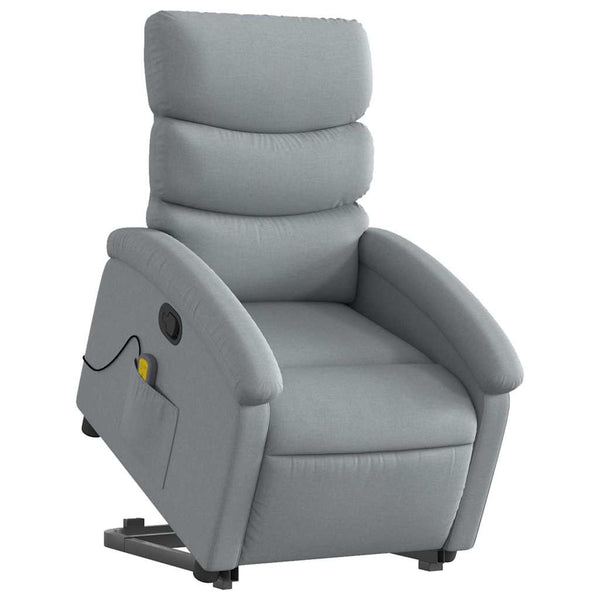 Massagesessel mit Aufstehhilfe Hellgrau Stoff