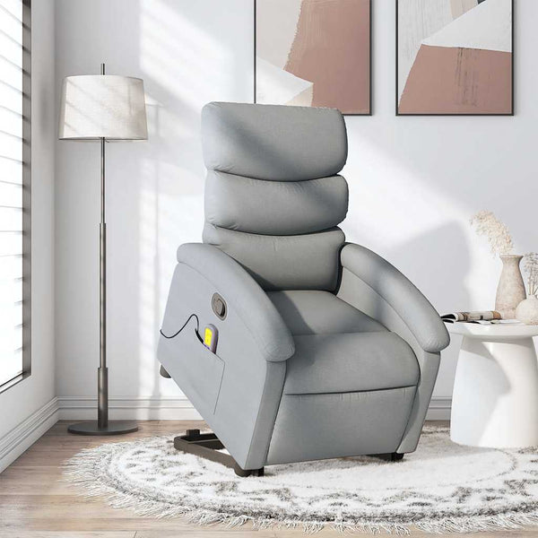 Massagesessel mit Aufstehhilfe Hellgrau Stoff