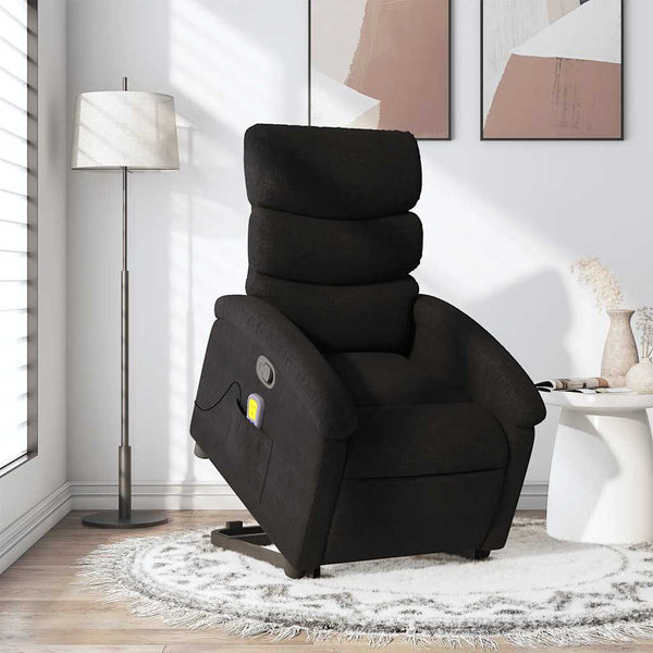 Massagesessel mit Aufstehhilfe Schwarz Stoff