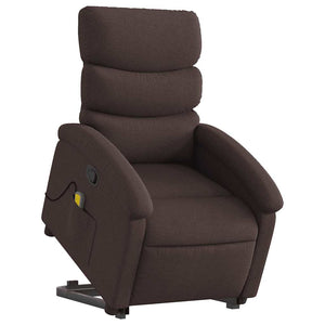 Massagesessel mit Aufstehhilfe Dunkelbraun Stoff