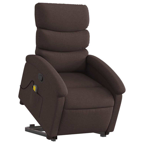 Massagesessel mit Aufstehhilfe Dunkelbraun Stoff