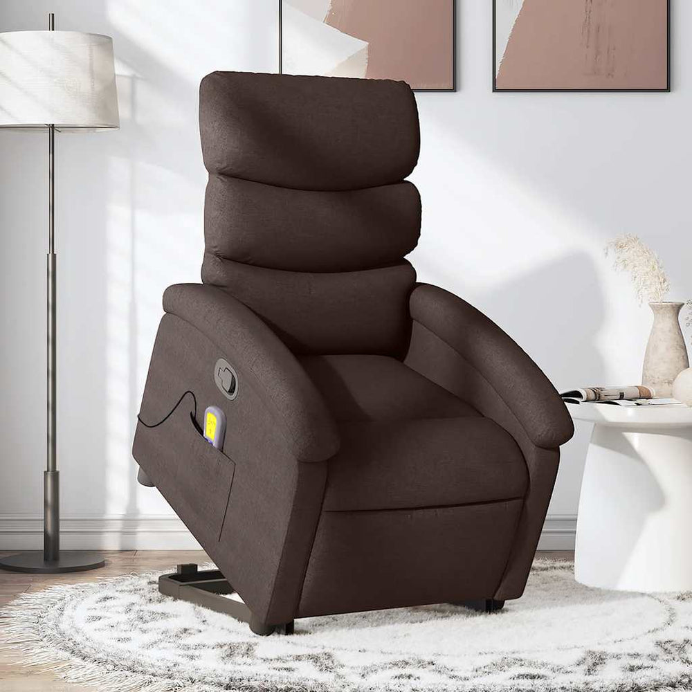 Massagesessel mit Aufstehhilfe Dunkelbraun Stoff