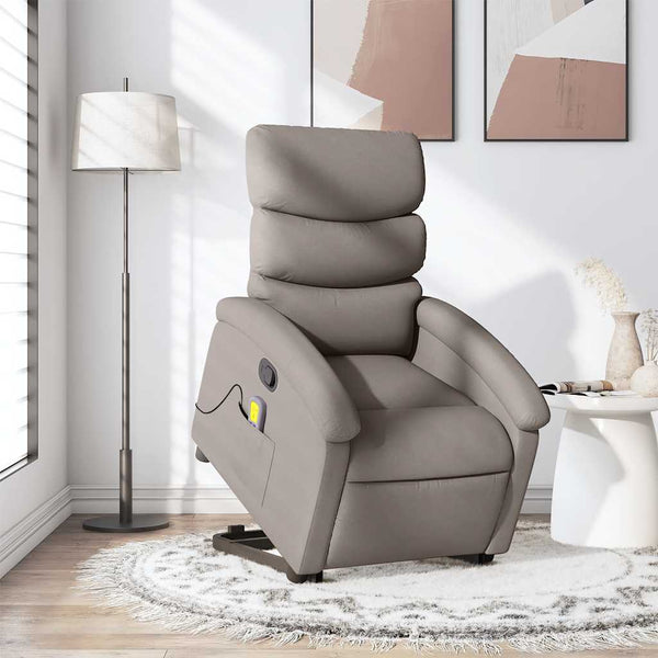 Massagesessel mit Aufstehhilfe Taupe Stoff
