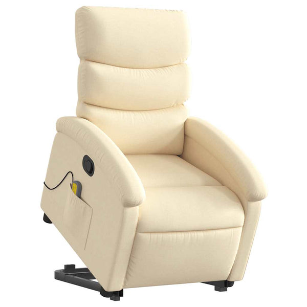 Massagesessel mit Aufstehhilfe Creme Stoff