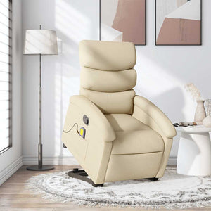 Massagesessel mit Aufstehhilfe Creme Stoff