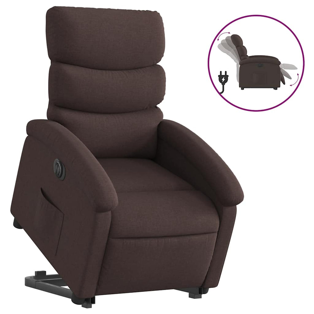 vidaXL Fauteuil releveur électrique marron foncé en tissu