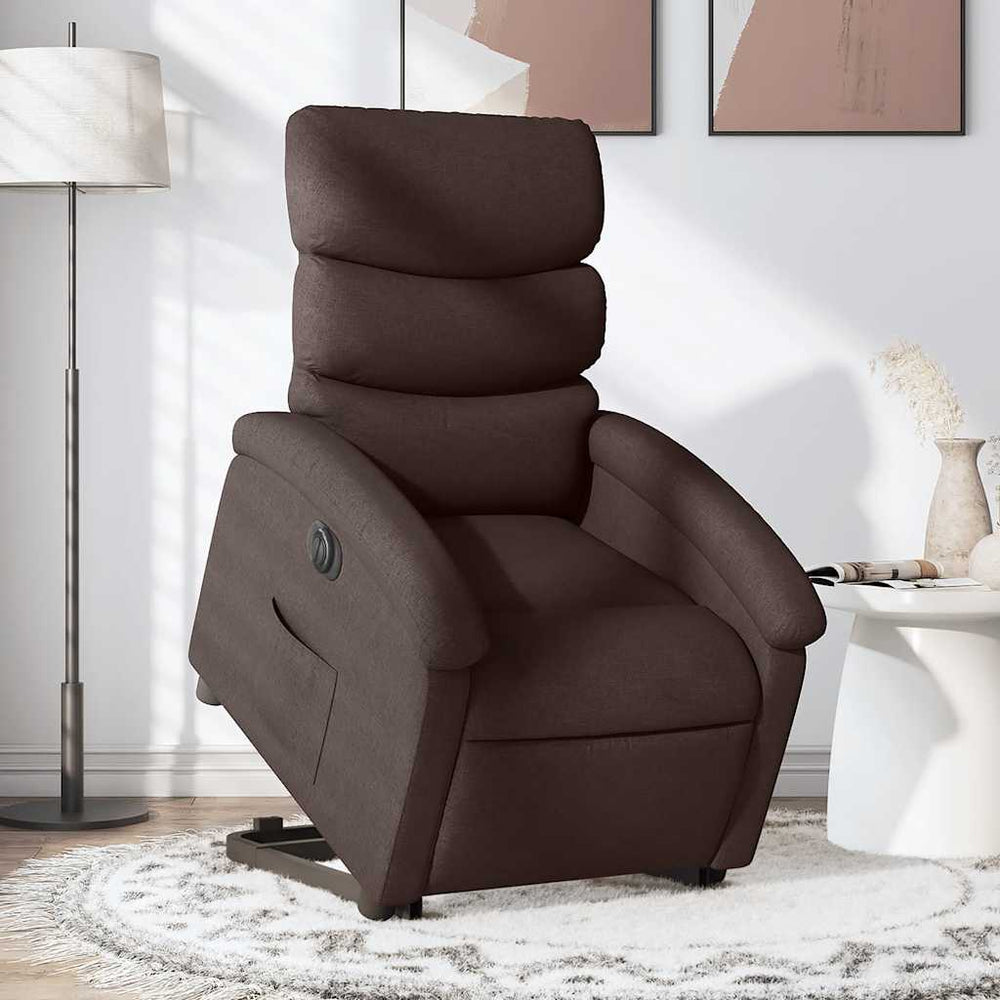 vidaXL Fauteuil releveur électrique marron foncé en tissu