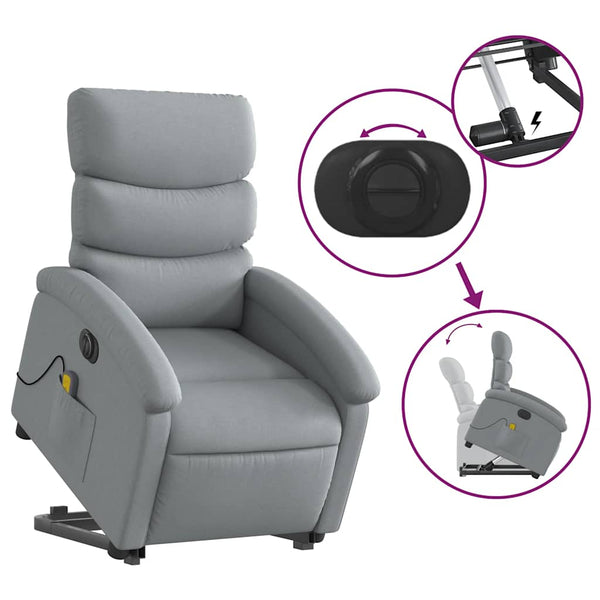 Elektrischer Massagesessel mit Aufstehhilfe Hellgrau