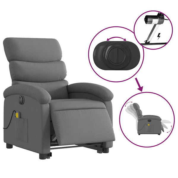 Elektrischer Massagesessel mit Aufstehhilfe Dunkelgrau
