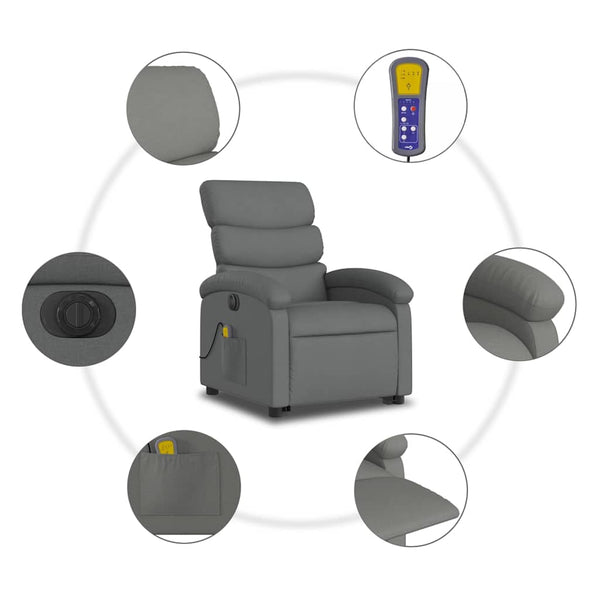 Elektrischer Massagesessel mit Aufstehhilfe Dunkelgrau