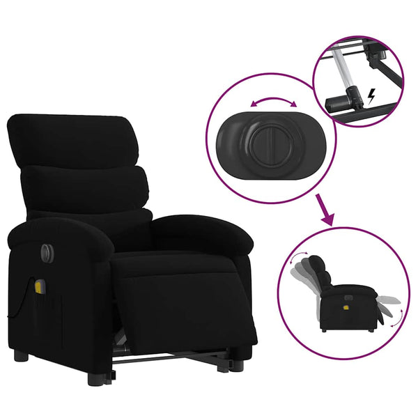 Elektrischer Massagesessel mit Aufstehhilfe Schwarz