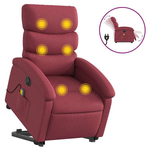 Elektrischer Massagesessel mit Aufstehhilfe Weinrot