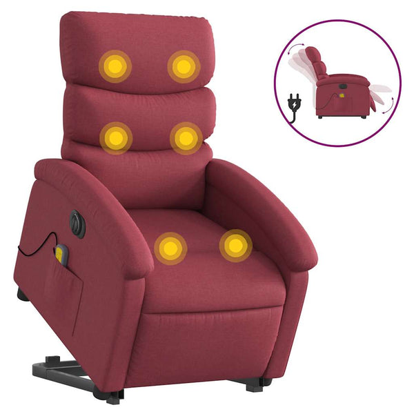 Elektrischer Massagesessel mit Aufstehhilfe Weinrot