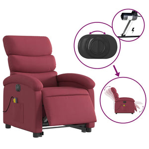 Elektrischer Massagesessel mit Aufstehhilfe Weinrot