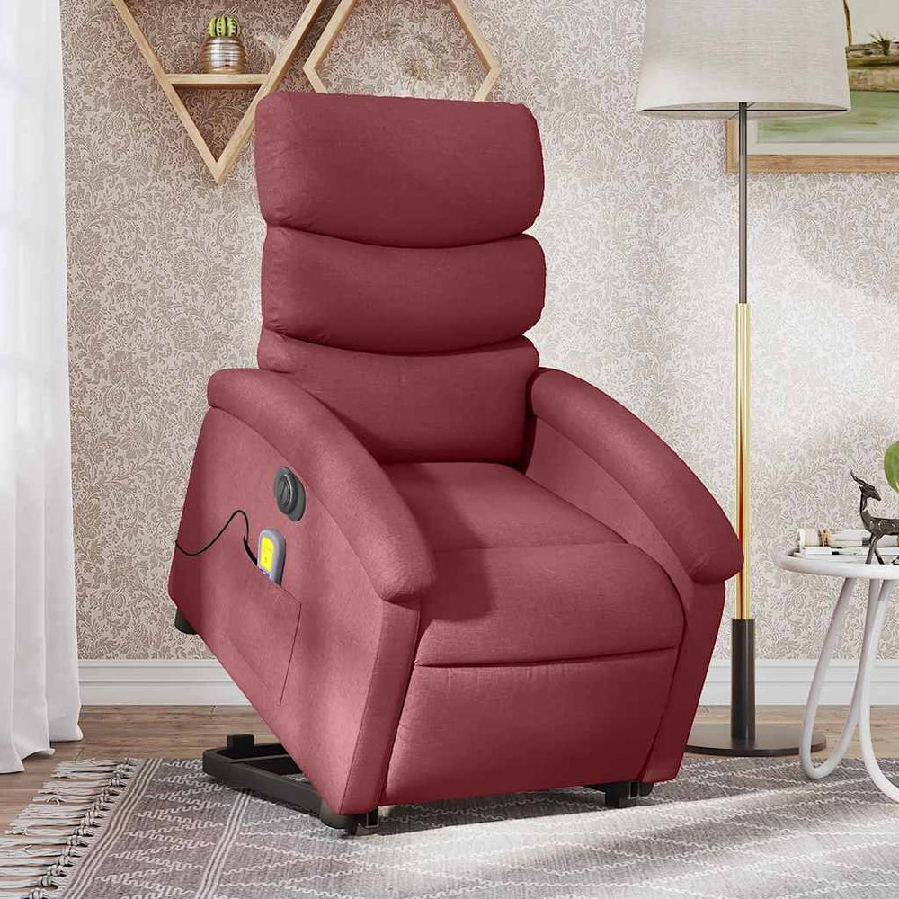 Elektrischer Massagesessel mit Aufstehhilfe Weinrot