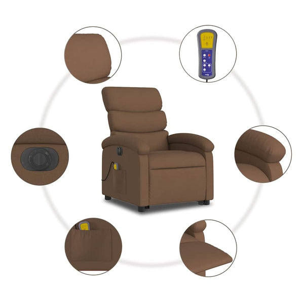 Elektrischer Massagesessel mit Aufstehhilfe Braun