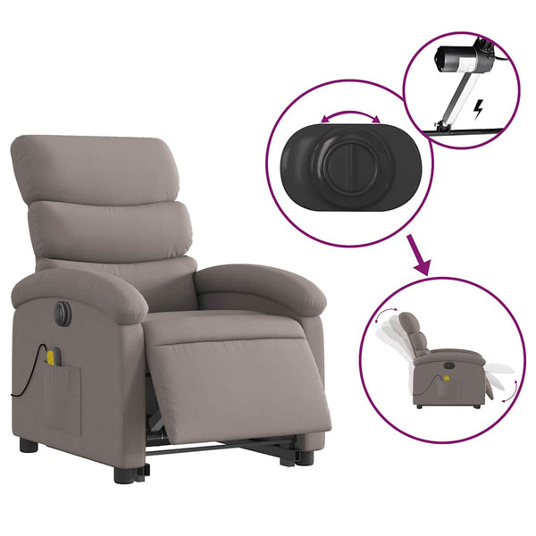 Elektrischer Massagesessel mit Aufstehhilfe Taupe