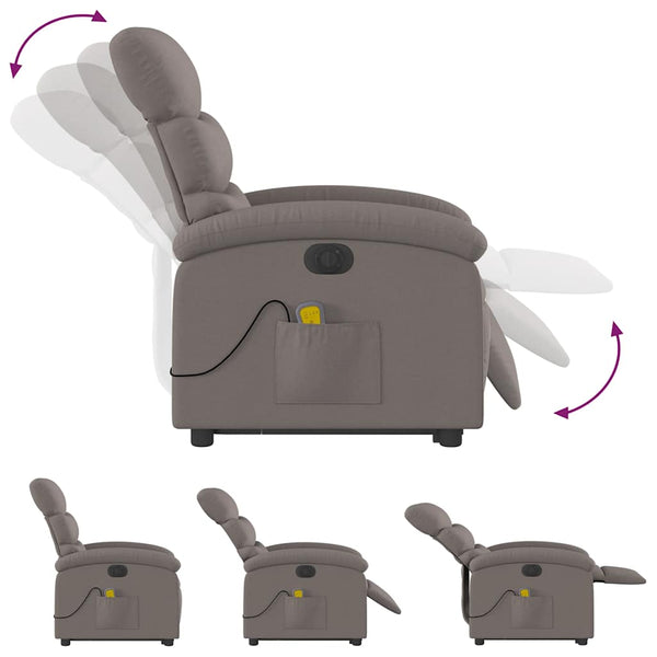 Elektrischer Massagesessel mit Aufstehhilfe Taupe