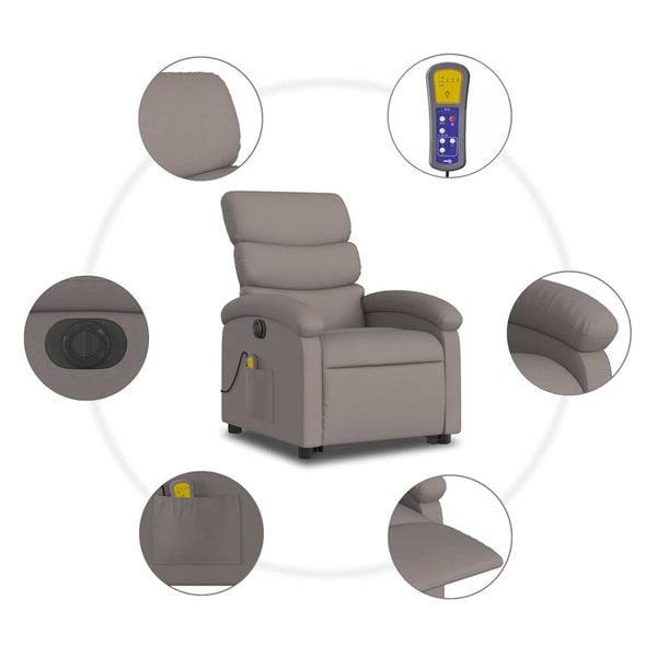 Elektrischer Massagesessel mit Aufstehhilfe Taupe