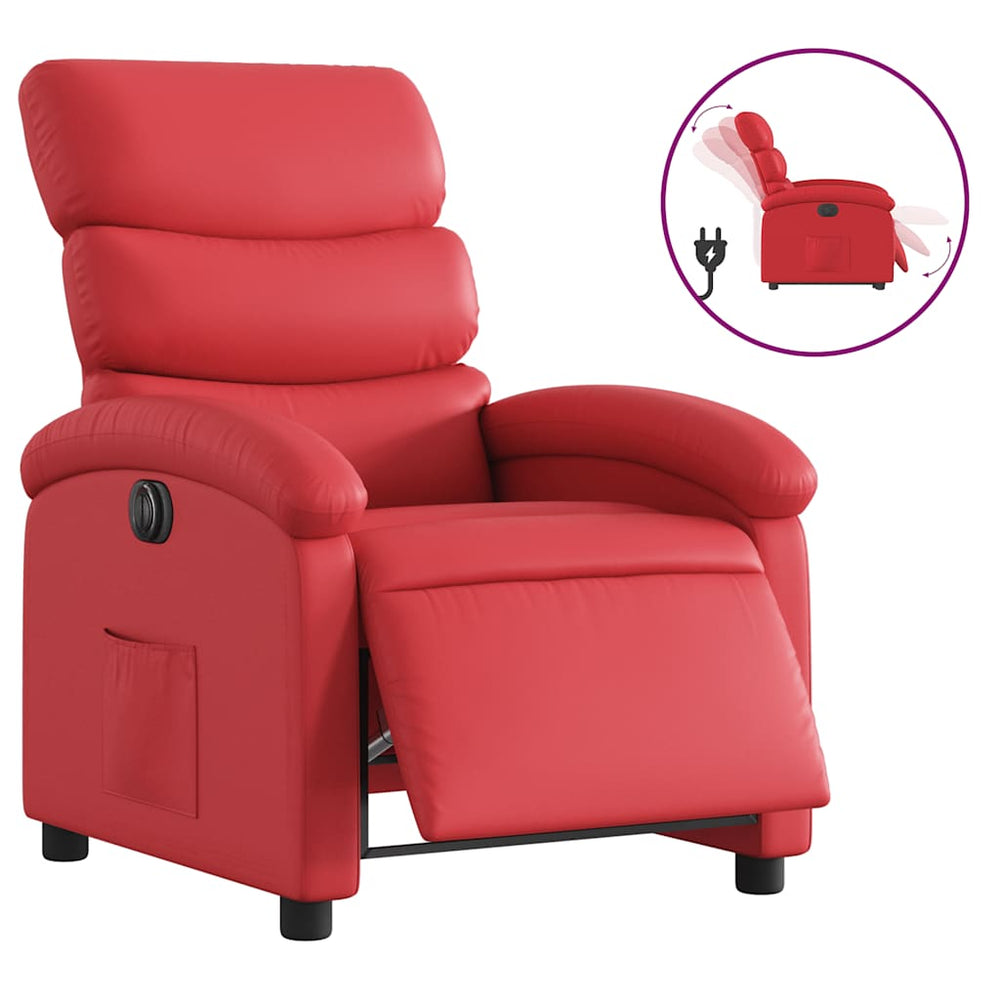 Elektrischer Relaxsessel Rot Kunstleder