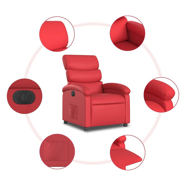 Elektrischer Relaxsessel Rot Kunstleder