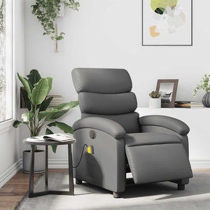 Massagesessel Elektrisch Grau Kunstleder