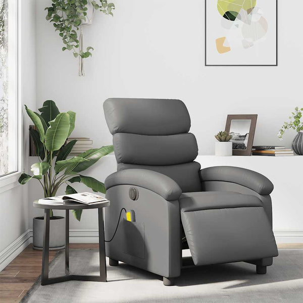 Massagesessel Elektrisch Grau Kunstleder