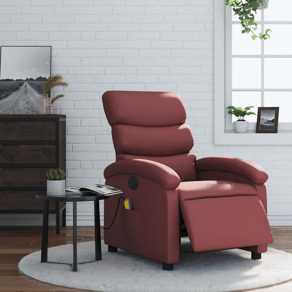 Massagesessel Elektrisch Weinrot Kunstleder