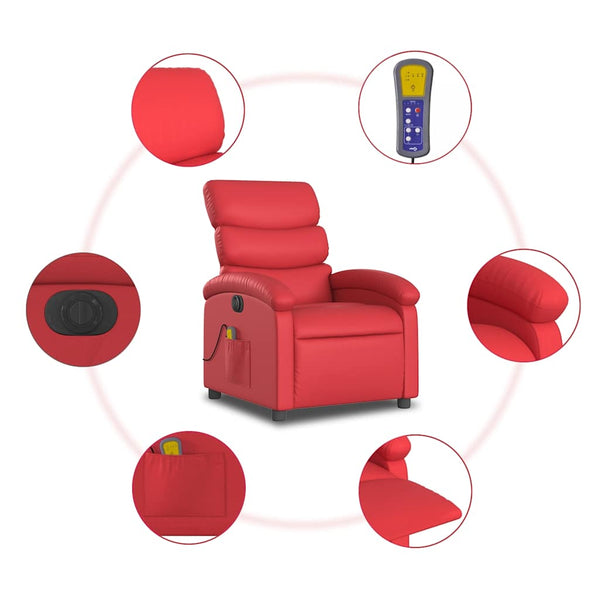 Elektrischer Massagesessel Rot Kunstleder