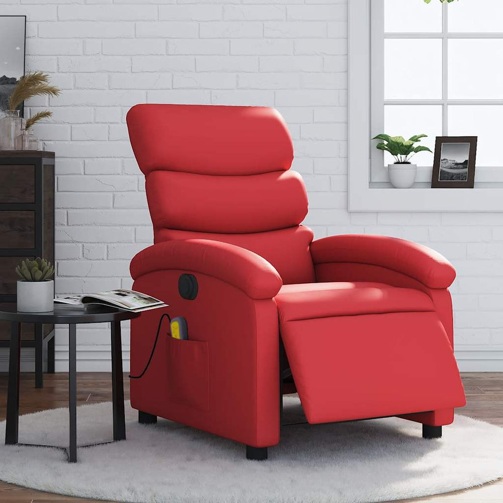 Elektrischer Massagesessel Rot Kunstleder