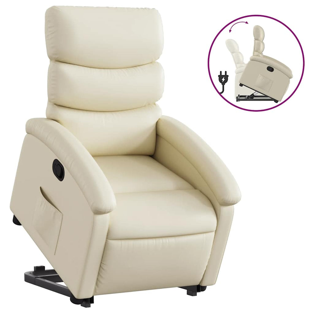 vidaXL Fauteuil relax releveur crème similicuir