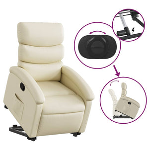 Relaxsessel mit Aufstehhilfe Creme Kunstleder